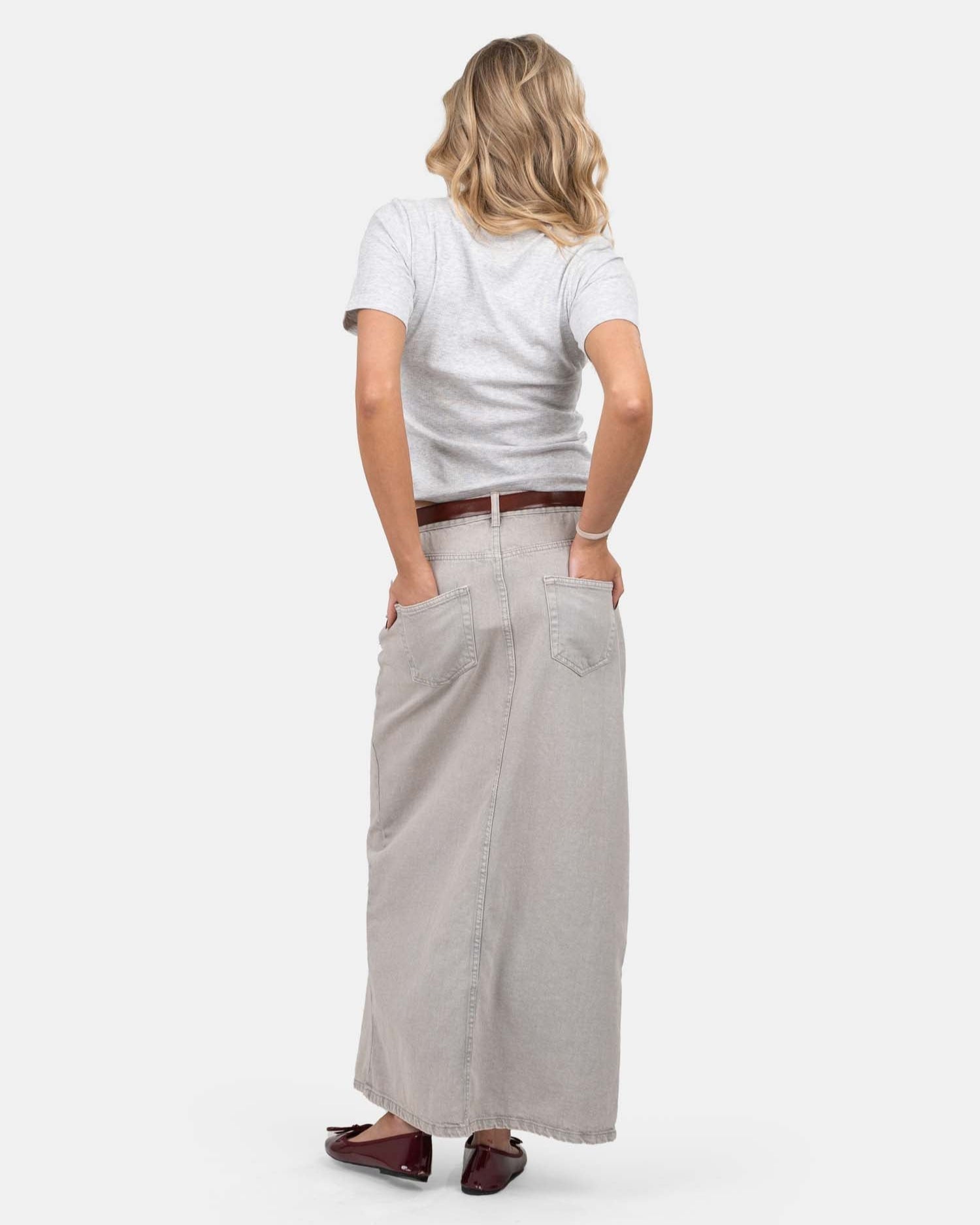 Front Slit Skirt Light Grey | Skagen - clothing.dk